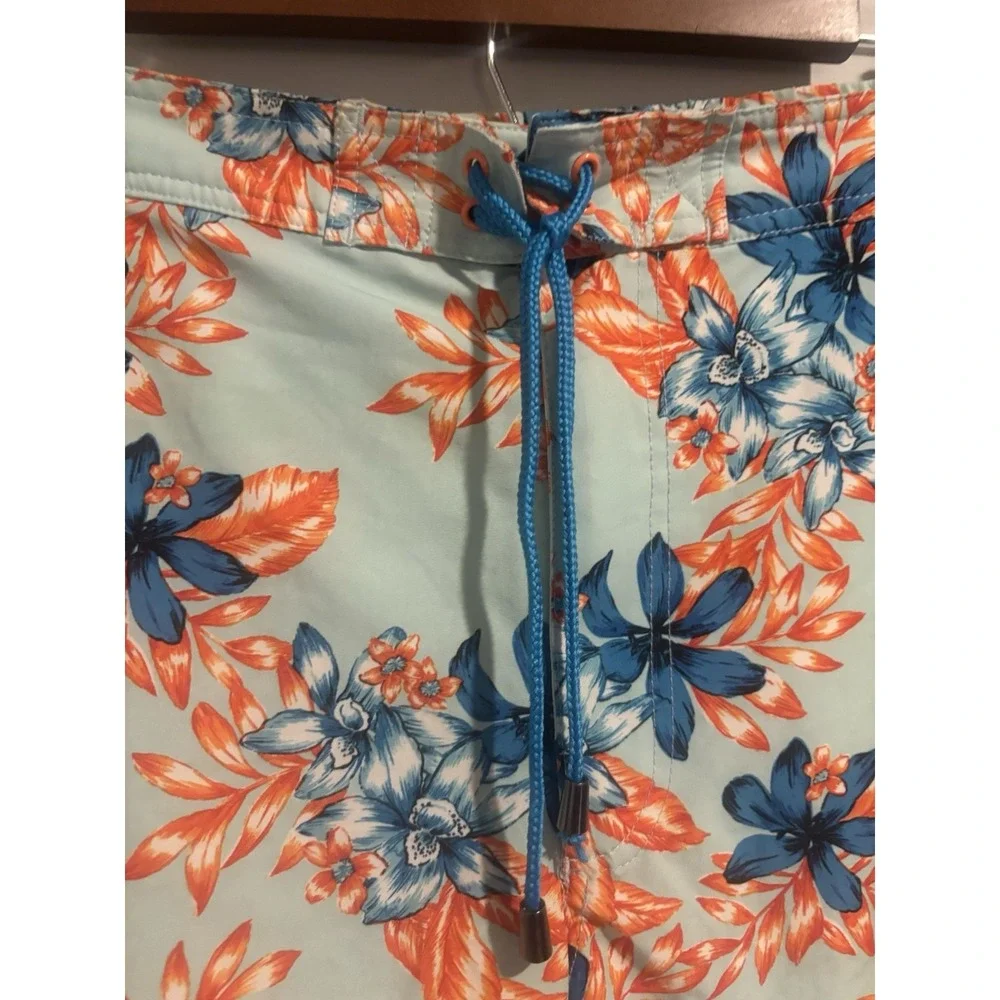 Crown‎ and Ivy Swim Trunks Men's XL Mesh Lined Board Shorts Blue Palm Trees